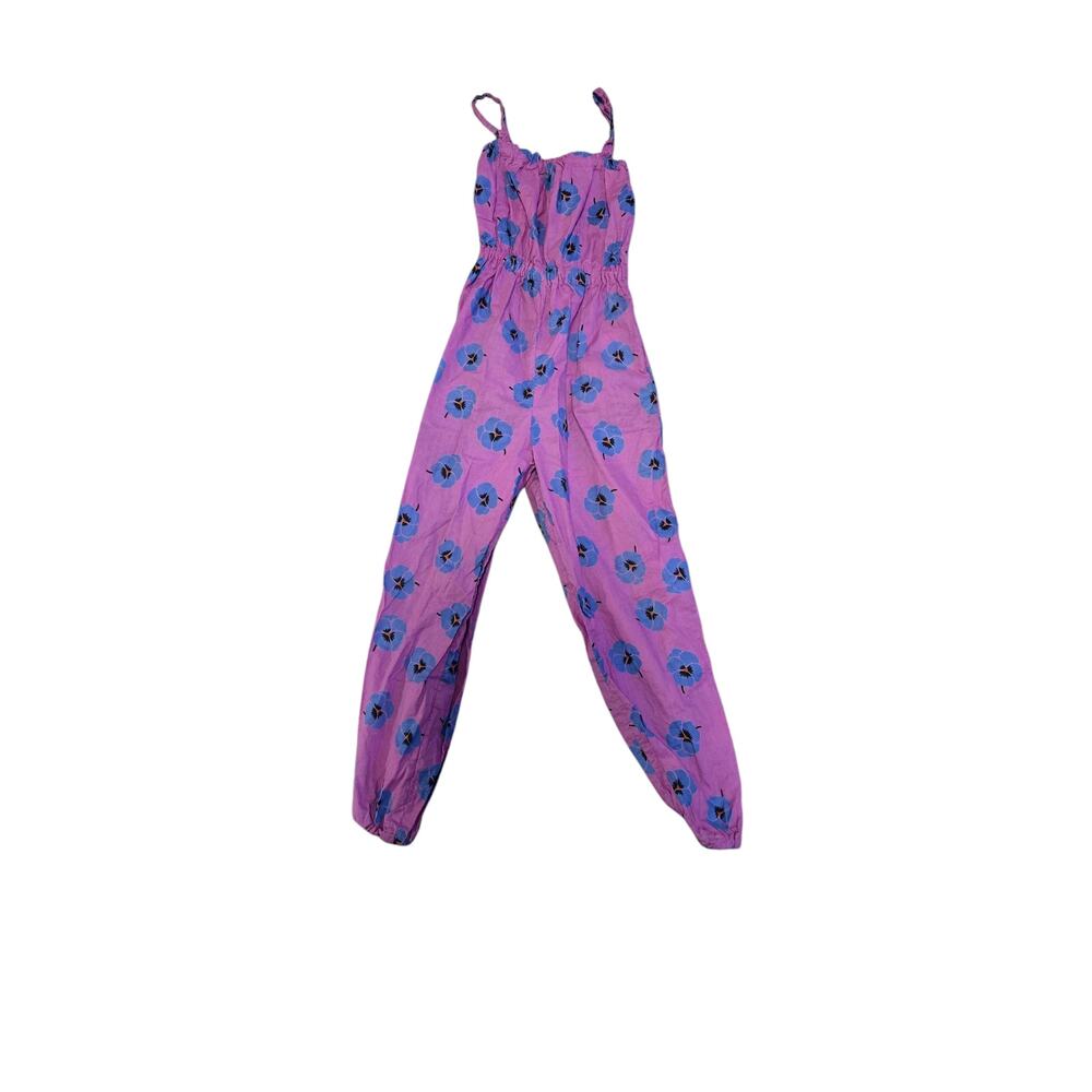 Kids purple and blue floral jumpsuit with pockets, no size